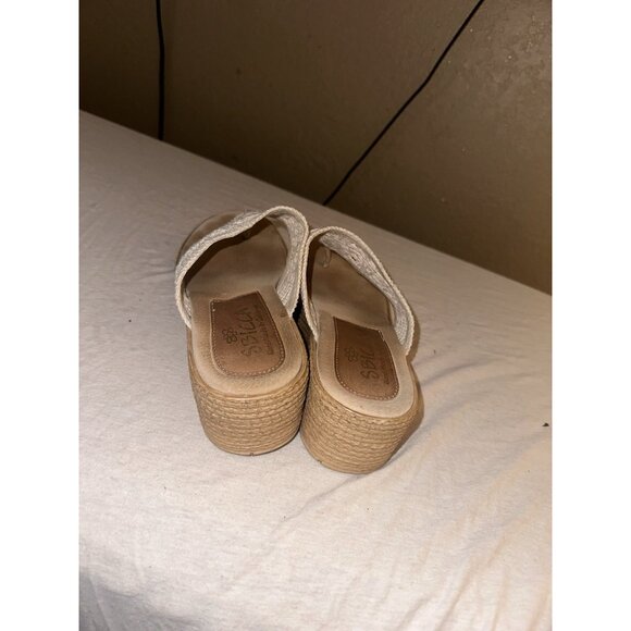 SBICCA Wedge Sandals Slip-On Espadrille Thong Gray Crochet Size 9 Handmade - Picture 3 of 4